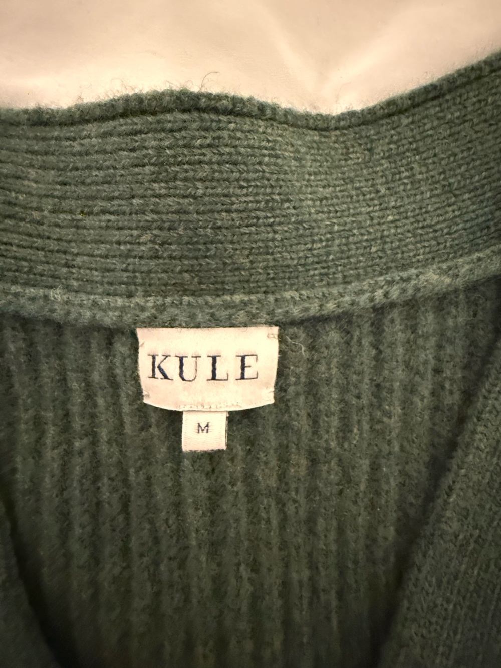 Kule Ribbed V-Neck Button Cardigan - Green - Picture 2 of 6